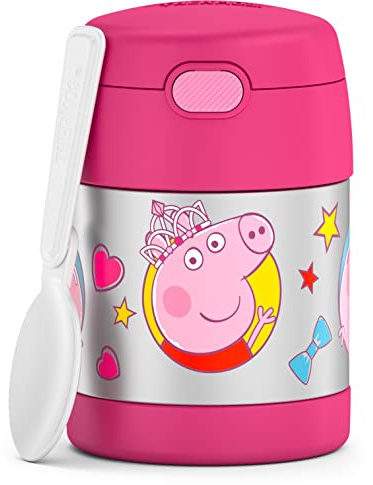 THERMOS FUNTAINER 10 Ounce Stainless Steel Vacuum Insulated Kids Food Jar with Spoon, Peppa Pig