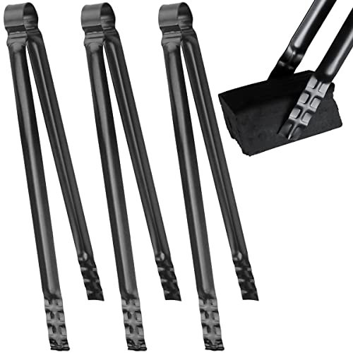 Pinzas de Carbón,Forreen 3 Piezas Pinzas para Carbón de Metal Multifuncionales Robusto Duradero Pinzas para Barbacoa para Chimenea Picnic Barbacoa Herramientas de Servir,Negro
