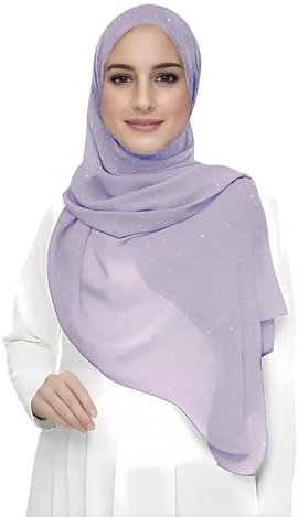 Damen Hijab Kopftuch Schal mit Glitzer aus Premium Chiffon (Mauve)