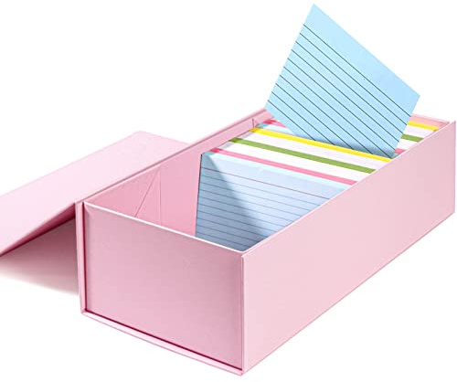 Harhana 3x5 Index Card Holder Pink Card File Box Organizer, Hold 1200 3x5-Inch Flash Cards- 1 Pack Pink