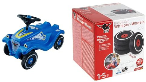 Big-Bobby-Car Classic Police - Kinderfahrzeug mit Aufklebern im Polizei Design & er Wheels - Flüsterräder für Rutscher Autos