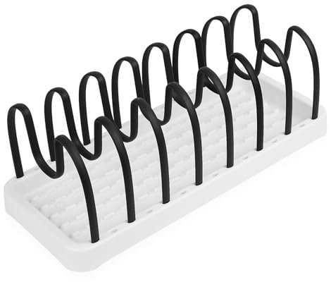 QJKEJI Cupboard Organiser - Pots and Pans Organiser, Baking Tray Storage, Cutting Board Racks, Saucepan Lid Holder for Kitchen Countertop Cabinet