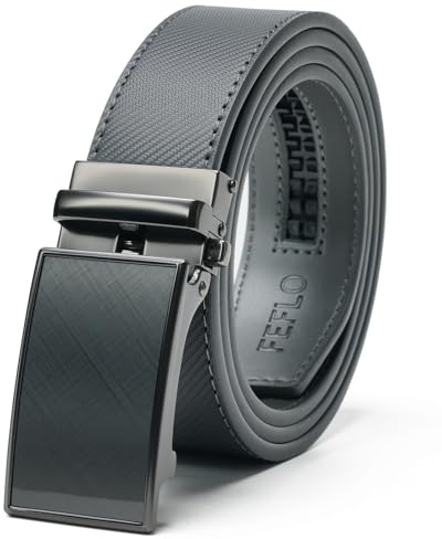 FEFLO Cintura Uomo, Cintura Pelle con Fibbia Automatica cricchétto, Larghezza 35 mm,Taglia Regolata, Adatto per abbigliamento da lavoro e casual