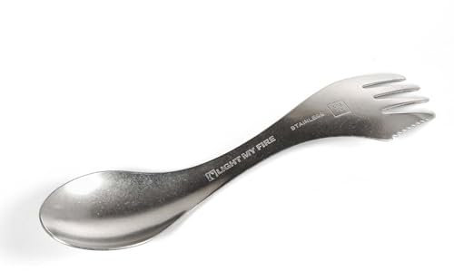 Light My Fire Göffel Edelstahl Spork, langlebiges Campingbesteck Edelstahl 18/8 aus Schweden, 3-in-1 Reisebesteck mit Löffel Gabel Messer, Outdoor Besteck Camping Geschirr - Leicht und Robust