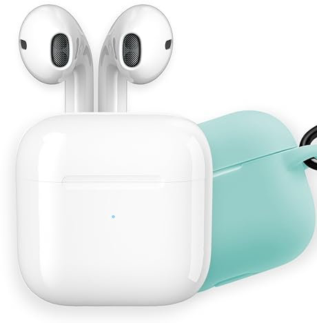 apm Ecouteurs Bluetooth sans Fil, Boîtier de Charge, Ecouteur sans Fil, Son Stéréo, Oreillette Bluetooth, Coque Silicone Turquoise, Casque Bluetooth, Compatible PC Smartphone Tablette, Blanc, 600333