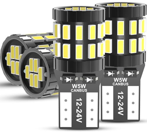 KATUR Innenbeleuchtung Glühbirne, Canbus Fehlerfrei 12V 24V 6000K Weiß 450LM 3W Boot RV Camper Innen Außen Landschaftsbeleuchtung, Packung mit 4