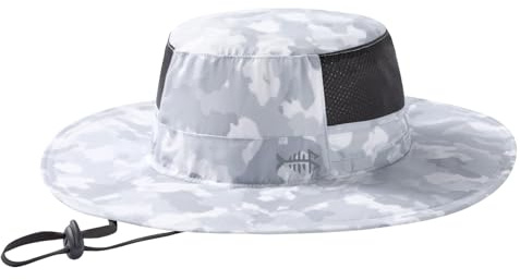 Bassdash UPF 50 fiske solhatt män vattentät unisex brett brätte hink boonie hatt utomhus fiskarhatt för vandring camping safari klassisk buskhatt FH15, Kamouflage färg ljusgrå, M