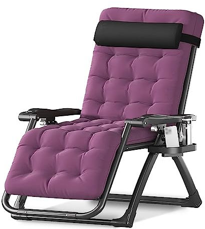 Silla reclinable ancha de gravedad cero para interiores y exteriores con cojín extraíble y charola plegable para patio