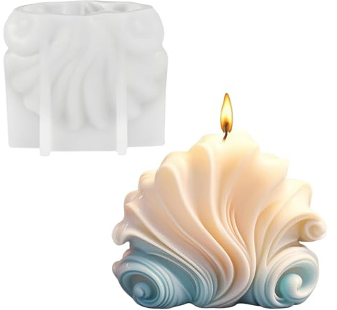 Trifoglio Stampi per Candele,Stampi Candele Silicone Pasqua Stampi in Silicone per Gesso Kit Candele DIY Stampo per Candele 3D Stampi da Versare Sapone Ornamenti Pasqua,per la Regalo (Conchiglia)