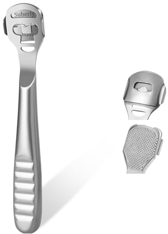 URAQT Raschietto per piedi, Raschietto per Piedi Kit, con 10 Lame, Callo Rimozione di Lima, Professionali Lima per piedi, Rimuovi la pelle morta e la pelle dura dai piedi(Argento)