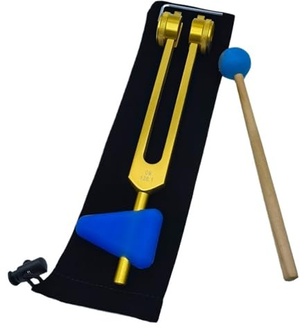 Stämgaffel aluminiumlegering stämningsgaffel med hammare för avlastare stressinstrument stämningsenhet för ljudläkning (guld)