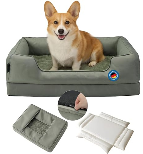 Zedelmaier Orthopädisches Hundebett für mittelgroße & grosse Hunde, dickes & waschbares Hundekissen, ergonomisches Hundebetten mit abnehmbarem Bezug, kratzfestes & wasserdichtes Hundekorb (76×56×23cm)