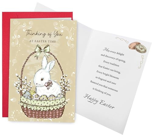 Ogeby Vintage Easter Card for Men Women, Cute Bunny and Egg Easter Card for Bestie Coworker Family Lover Ones, Thinking of You