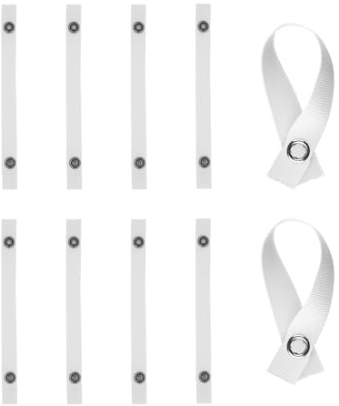 ERQUET 12 Pcs Towel Clips Hanger Set,Tea Towel Clips,No-Sew Loop Towels Clip with Pin Button Closure,Convenient and User-Friendly Towels Holders,Ideal for Kitchen, Bathroom and Laundry(White)