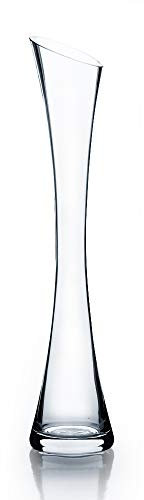 WGV - Vaso Maria Bud, larghezza 7,6 cm, altezza 40 cm, trasparente, alto taglio obliquo, in vetro concavo, centrotavola per matrimoni, feste, eventi, decorazione per casa e ufficio, 1 pezzo