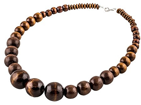 EVBEA Wood Bead Necklace Africa Wooden Chain Statement Unisex Chunky Necklaces