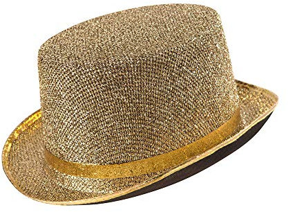 W WIDMANN MILANO Party Fashion 2495L - Zylinderhut, Gold Lurex, aus Filz, Hut, Kopfschmuck, Accessoire, Mottoparty, Karneval