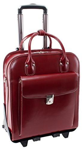 McKlein LA Grange, Top Grain Cowhide Leather, 15 Leather Detachable -Wheeled Ladies' Laptop/Computer & Tablet Business Briefcase Bag/Women's Rolling Overnight Travel Bag, Removable trolley case