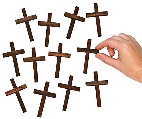 Miniature Wooden Crosses, Set of 12 - Measures 3 Inch - Sunday School, Church Fundraisers, Favors, Baptisms, Confirmation and Religious Gifts