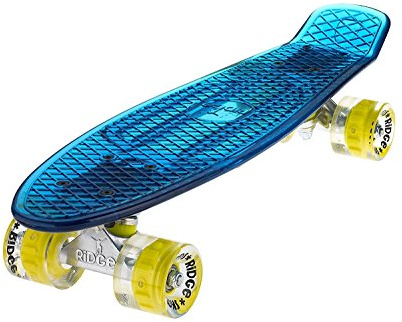 Ridge Skateboards Blaze Mini Cruiser Skateboard, Blu/Giallo, 22