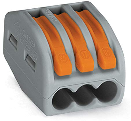 50 Stück Wago Verbindungsklemme 3 Leiter mit Betaetigungshebel 0,8-2,5 qmm (50 Stueck)