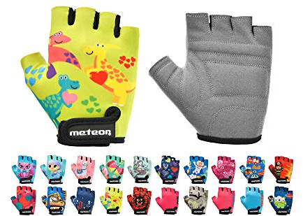 meteor Guanti da Ciclismo da Bambino con Corto Mezze Dita - Guanti da Ciclista per Bambini - Sicurezza Accessori - Mano Protect