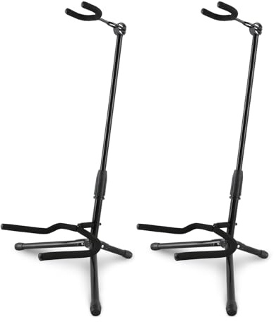 EASTROCK 2 Pack Professional Portable Black Tripod Guitar Stand - Adjustable Folding Stand for Acoustic, Electric Guitar, Bass, Banjos & More