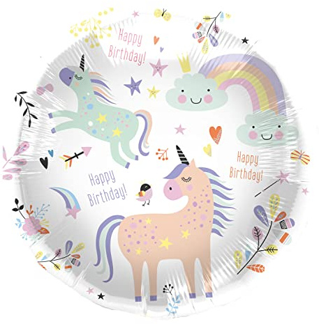 Folat Ballon en aluminium Anniversaire Licorne-45 cm, 67929, Multicolore