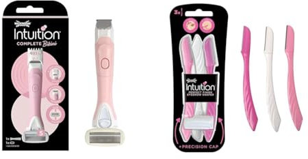 Wilkinson Sword - Intuition Complete Bikini Rasierer + Intuition Augenbrauenformer für Frauen, 3 Rasierer, Gesichtshaarentferner und -trimmer, Peeling-Dermaplaning-Tool
