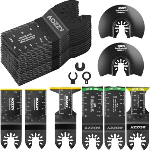 Set di 32 lame per sega multitool per legno, 3 lame oscillanti multitool Titanium, strumento multifunzione oscillante compatibile con Fine Multimaster Porter Rockwell Cable Bosch