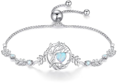 FANCIME Arbre de Vie Pierre de Naissance d'Octobre Opale Bracelet
