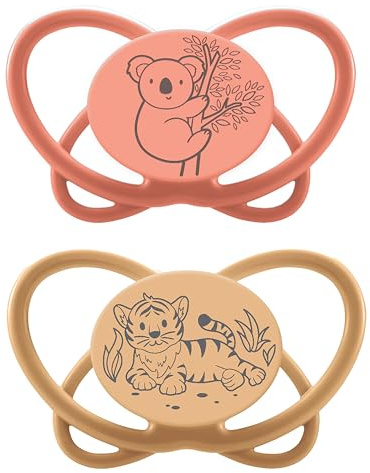 nip – Butterfly | 16–32 månader | 2-pack | amningskänslig, tandvänlig babynapp inklusive napplåda. Hållbar napp med mjuk silikonnapp, orange/röd