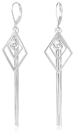 Silber 925 Hängend Ohrringe Damen, Lange Hängeohrringe Quasten Ohrringe Hypoallergen Zirkonia Tropfen Schlangenkette Quasten Ohrhänger Ohrring fur Damen