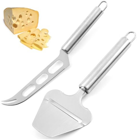 Käsemesser,Käseschneider Set 2 Stück,Käsemesser Set,Käsehobel,Käsemesser-Set Aus Edelstahl, Käsemesser Mit Haken,Butterschneider,Käseschaufel,Perfekt Zum Schneiden Von Weichkäse Und Schnittkäse