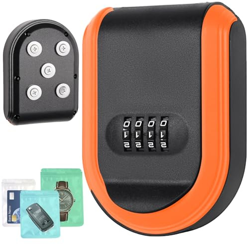 Dayear 2 cajas magnéticas para llaves con cerradura de combinación, 10 imanes fuertes para guardar llaves debajo del coche, 2 en 1 para colgar en la pared, para almacenamiento en interiores