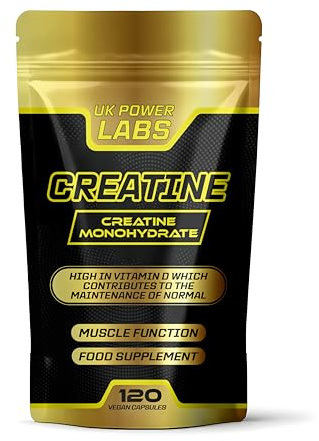 Creatine Monohydrate Capsules - 5200mg per Serving - 120 Vegan creatine Tablets to Support Muscle Growth and Function - UK Power Labs