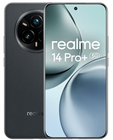 realme 14Pro+ 5G Smartphone 8+256 GB Teléfono Móvil, Snapdragon 7S Gen3, Batería 5280mAh Carga Rápida de 80W,120Hz 6.83 OLED+ Pantalla, Cámara Triple de 50MP OIS con Dual SIM, Negro