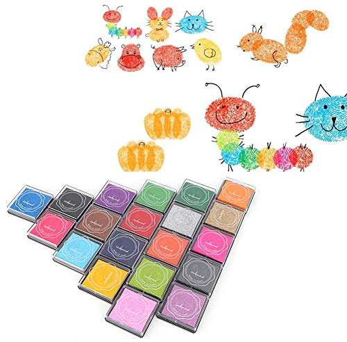 Culnflun Barns bläckbläckunderlag, barns bläckbuffert, 20 rumsfärgfärg med färgfärg, oberoende låda, för fingermålning, scrapbooking, hantverk, hantverkstater