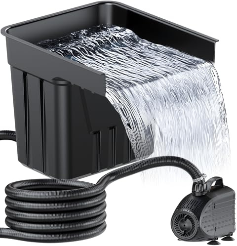 POPOSOAP Pond Waterfall with 4500 L/H Pond Pump, 3m Corrugated Tubing, Filter Media, Pond Waterfall Spillway for Outdoor Garden Pond, Streams, Water Features
