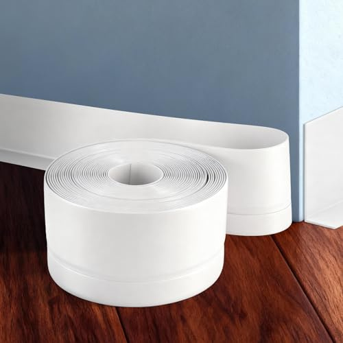 TranRantic Battiscopa Morbido Adesivo, 8 M battiscopa Autoadesivo 50 mm x 20 mm, Modanatura Flessibile in PVC, Sigillante Impermeabile Profilo Angolare per Pavimenti, Pareti, Cucine e Bagni