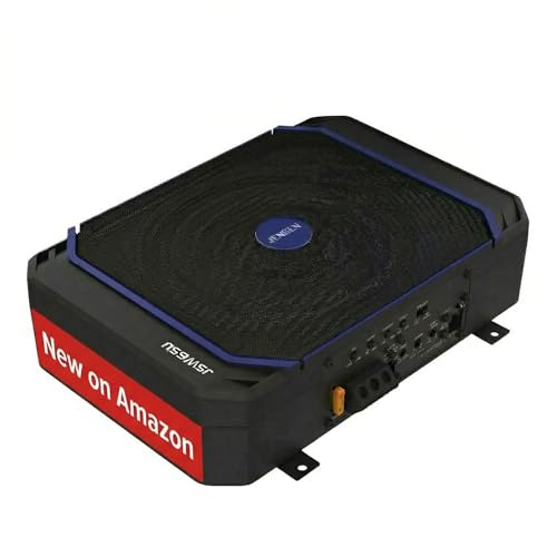 Jensen JSW65U Underseat Powered Car Subwoofer 600W Peak Class-D Bass Remote | Compact 6.5 driver fits under seat, built-in Class-D amp, 200W RMS power, remote bass control, efficient easy install