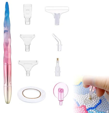 MOLZINY 8 Piezas Accesorios para Pintar con Diamantes Bolígrafo Bolígrafos de Pintura Diamante DIY Estilos de Cabezas de Repuesto Rodillo para Pintar con Diamantes para Diamond Painting Accesorios