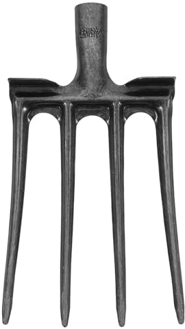 TOKIDNY Tête de Fourche Outil Robuste pour Jardinage Agricole en Acier à 4 Dents pour Retourner et Ameublir Le Sol , Fixation Facile , Couleur Argenté