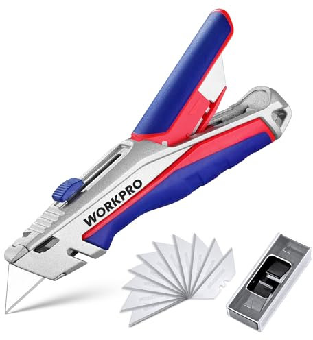 WORKPRO Taglierino a Lama Retrattile – Cutter Multifunzione - Incluse 15 Lame di Ricambio