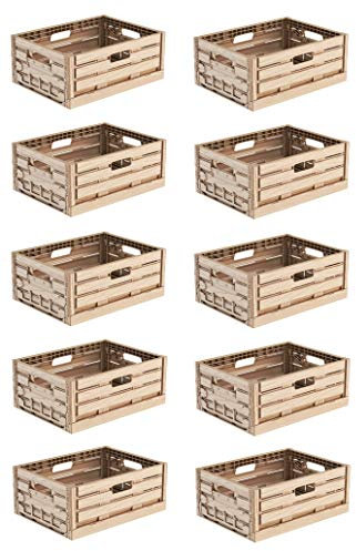 10x Faltbox im Holzdesign 40x30x16 * Klappbox für Obst, Gemüse * Obstkiste Gemüsekiste Holz Optik