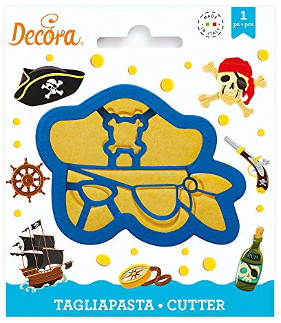 DECORA, 0255099 Kit d'emporte-pièces masque de pirate, Le kit idéal pour créer des décorations en pâte à sucre ou en pâte à gomme, Fabriqué en Italie, Design breveté, Bleu
