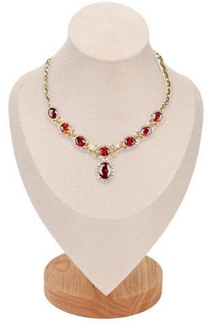 Cyrank Présentoir de collier, support de collier en velours, présentoirs de buste de bijoux, organisateur de chaîne de bijoux, présentoir de modèle de mannequin pour la maison (beige)