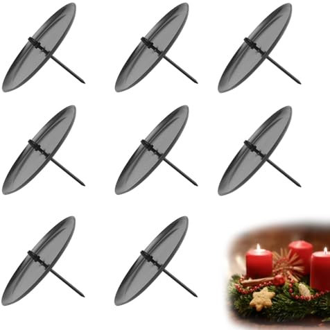 Corona de Adviento para 4 candelabros de Adviento de metal, diámetro de 8 cm, candelabro negro, corona de Adviento, plato para velas con mandril para Navidad