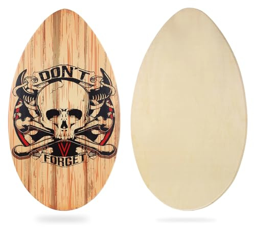 HQO LOVL Skimboard 35 inch Skim Board for Kids Adults Wooden Skim Boards with High Gloss Coat for Beach Skimboards for Beginners to Intermediate(Skull)