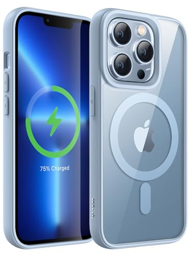 JETech Magnetic Case for iPhone 13 Pro 6.1-Inch Compatible with MagSafe, Shockproof Phone Bumper Cover, Solid Color Matte TPU Frame, Anti-Scratch Clear Back (Sierra Blue)
